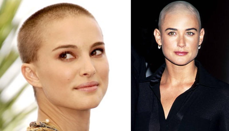 Celebrities, Natalie Portman and Demi Moore, can pull it off . . .